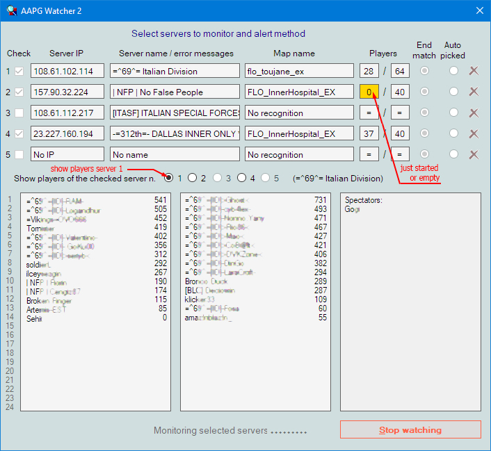 Main window of the program