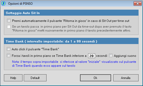PSNSO opzioni